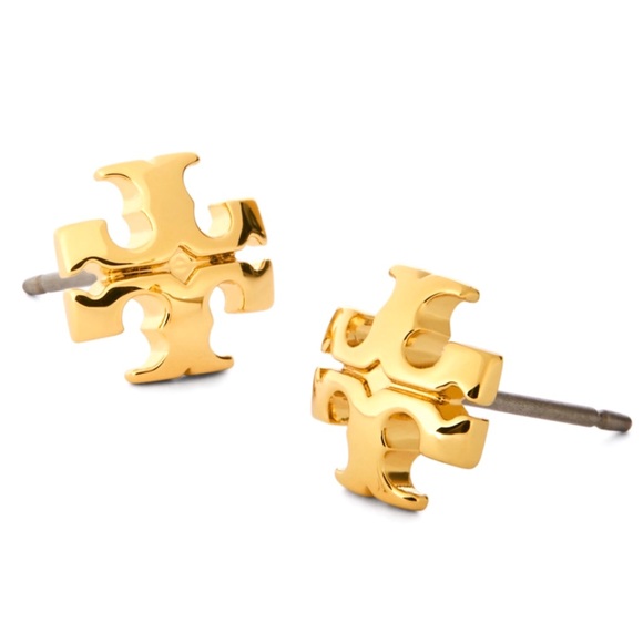 TORY BURCH • Gold Small Kira Logo Earrings - Picture 2 of 5